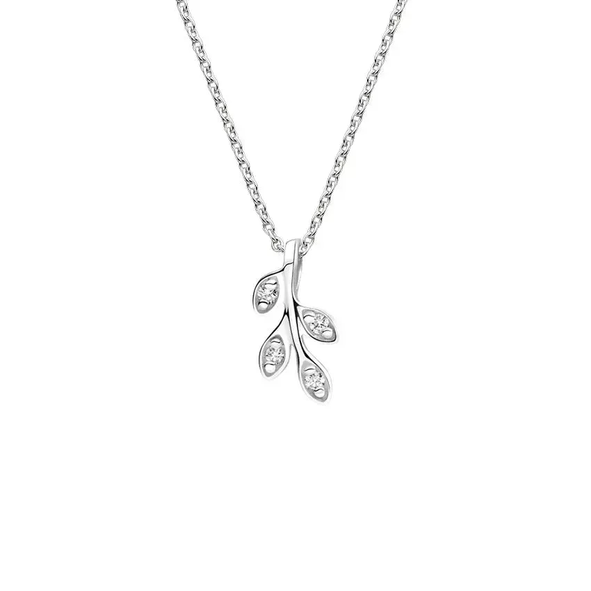 0.05CTW Leaf Shape Diamond Necklace