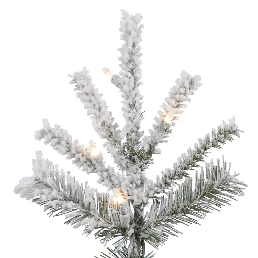 10' Flocked Sierra Fir Slim Artificial Christmas Tree 1100 Pure White LED