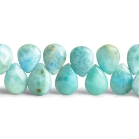 11x9mm Larimar Plain Pears 7.5 inch 38 beads