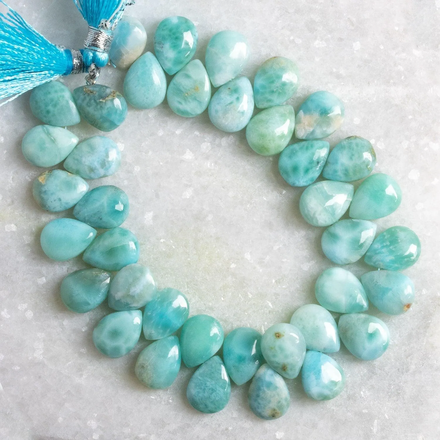 11x9mm Larimar Plain Pears 7.5 inch 38 beads