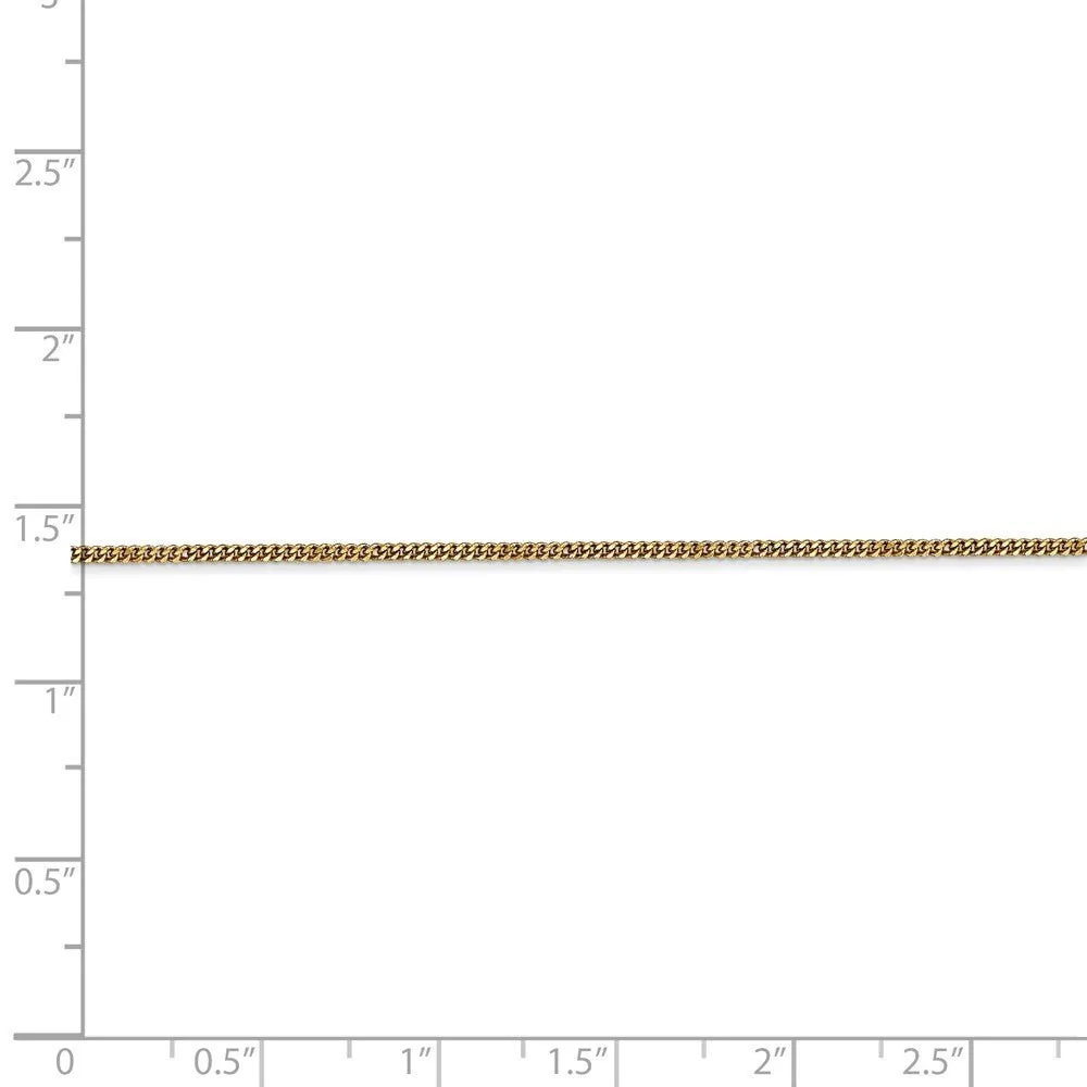 1.3mm, 14k Yellow Gold, Solid Curb Chain Necklace