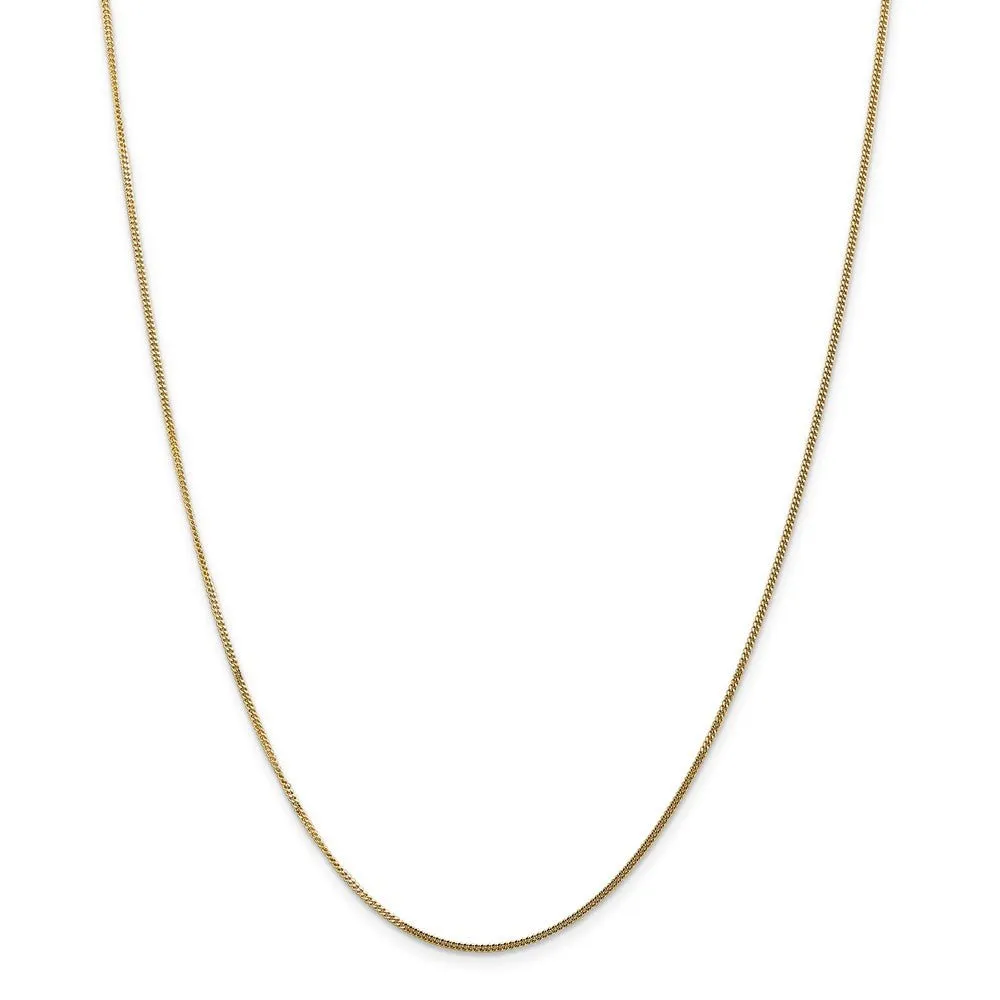 1.3mm, 14k Yellow Gold, Solid Curb Chain Necklace