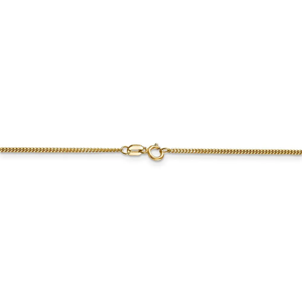 1.3mm, 14k Yellow Gold, Solid Curb Chain Necklace