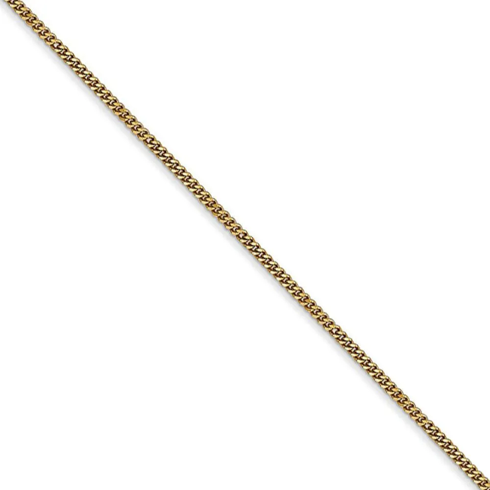 1.3mm, 14k Yellow Gold, Solid Curb Chain Necklace