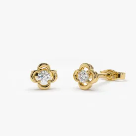 14k  Diamond Clover Earrings