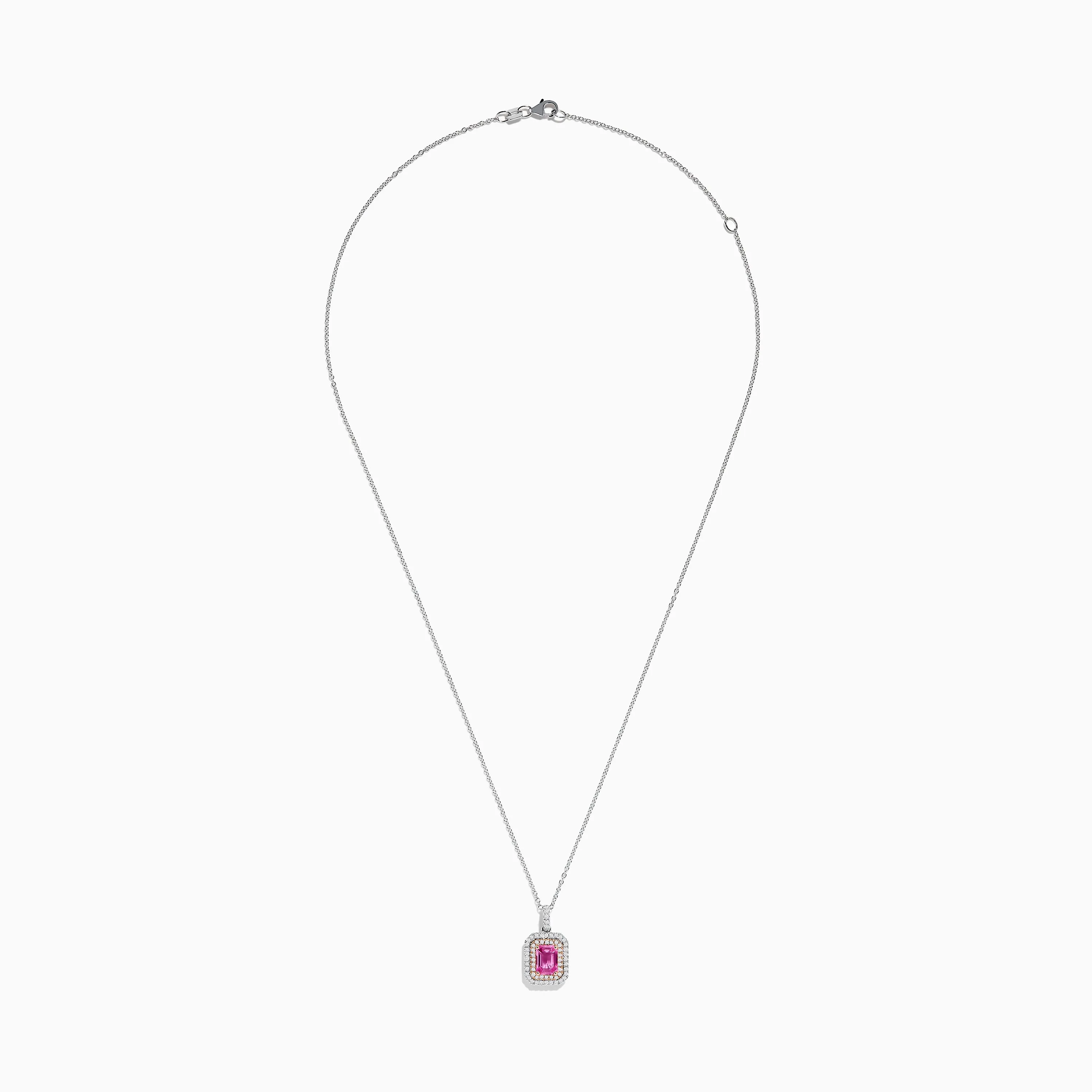 14K Two Tone Gold Pink Sapphire and Diamond Pendant