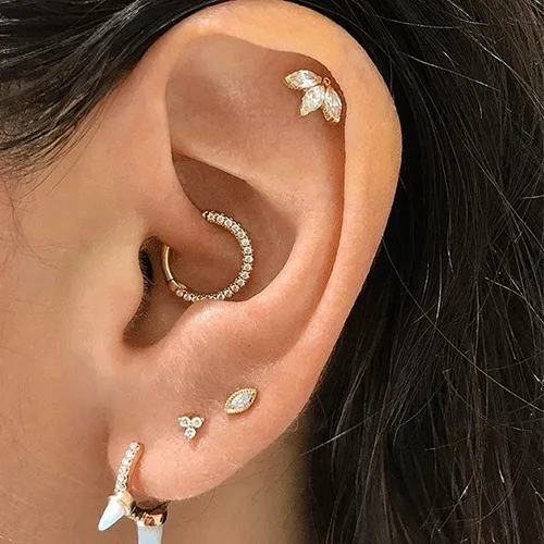 16g Diamond Horizontal Eternity Clicker by Maria Tash in Yellow Gold