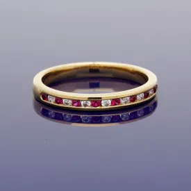 18ct Yellow Gold Ruby & Diamond Half Eternity Ring