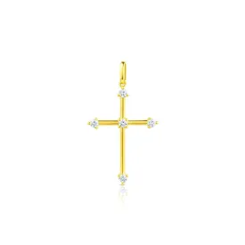 18kt Yellow Gold 5 Diamond Cross Pendant