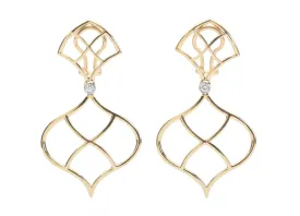 18kt Yellow Gold Woven Gold Drop Earrings for clip or pierced