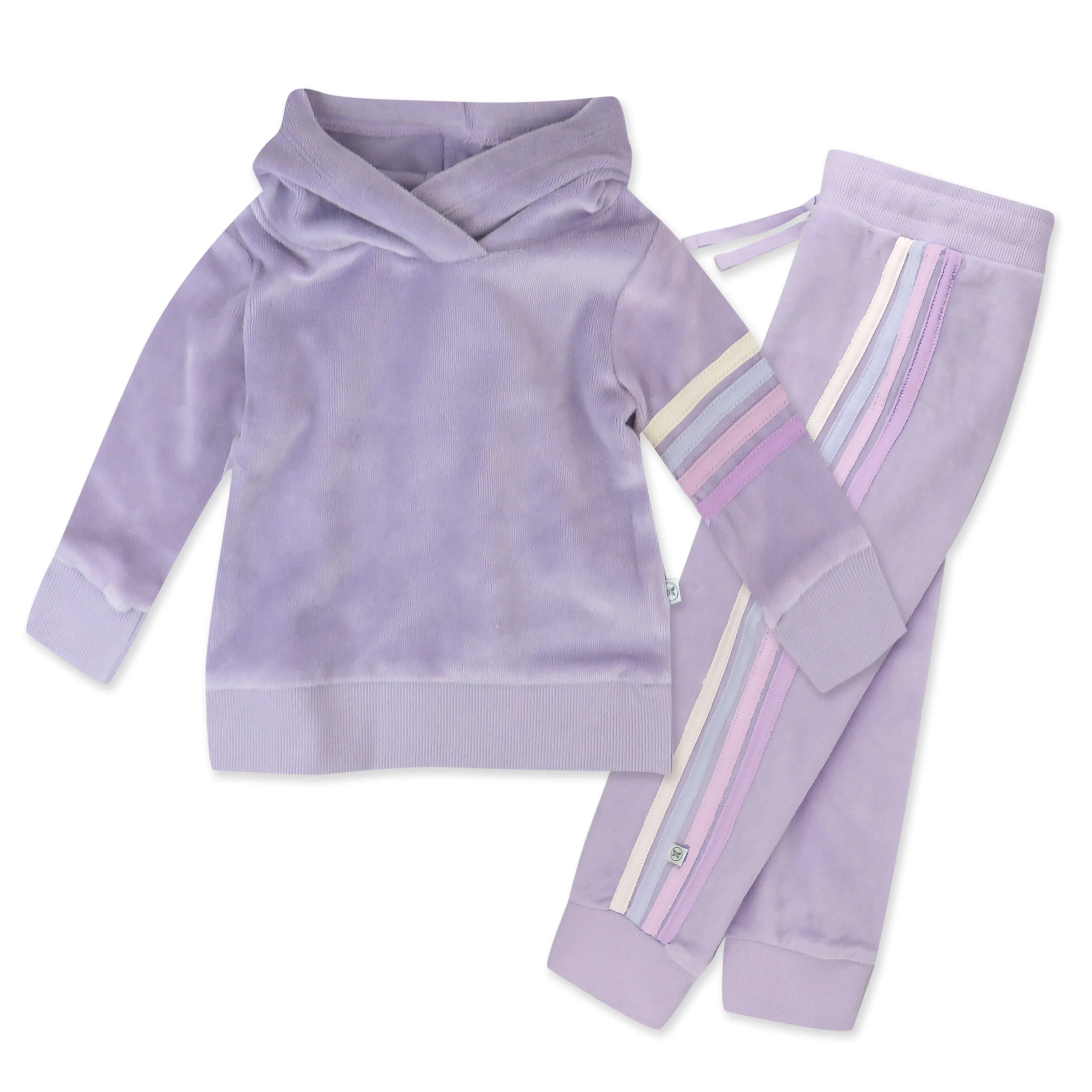 2 Piece Cozy Velour Pop Over Hoodie and Sweatpant Set