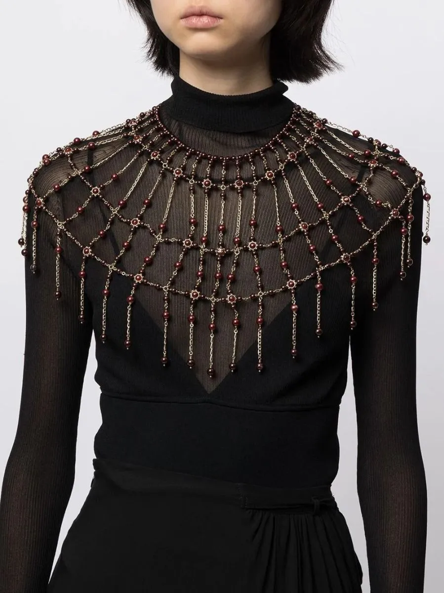 2016 Dark Red Gripoix Collar Necklace