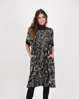 Abstract Intarsia Long Knitted Dress