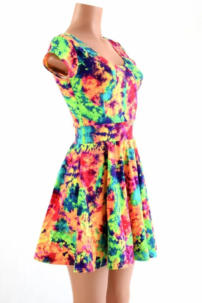 Acid Splash UV Glow Skater Dress