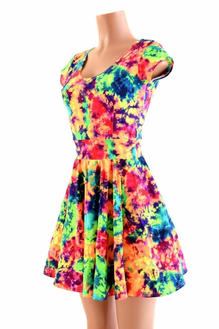 Acid Splash UV Glow Skater Dress