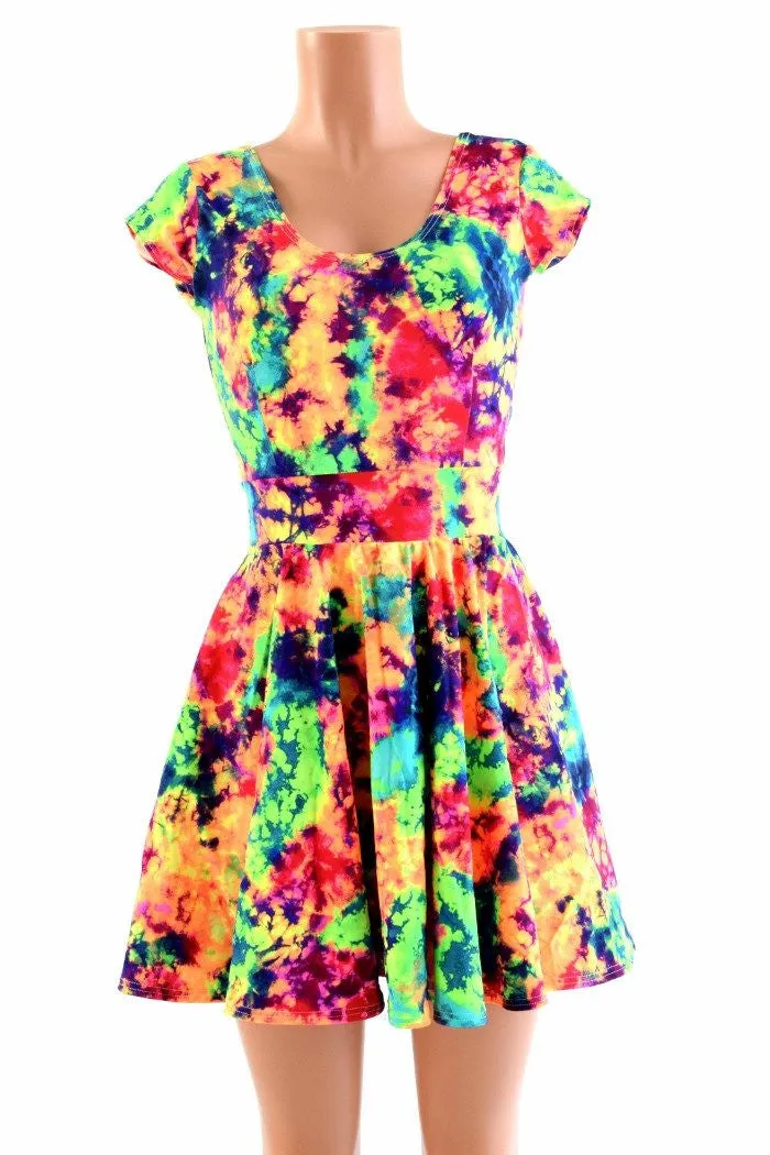 Acid Splash UV Glow Skater Dress