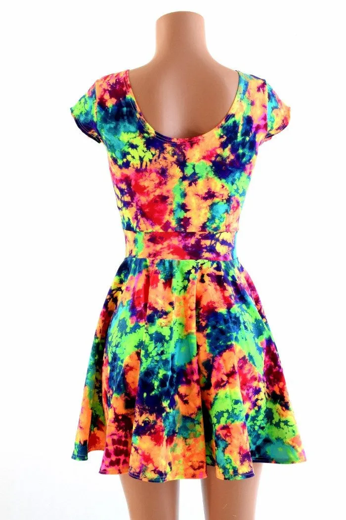 Acid Splash UV Glow Skater Dress