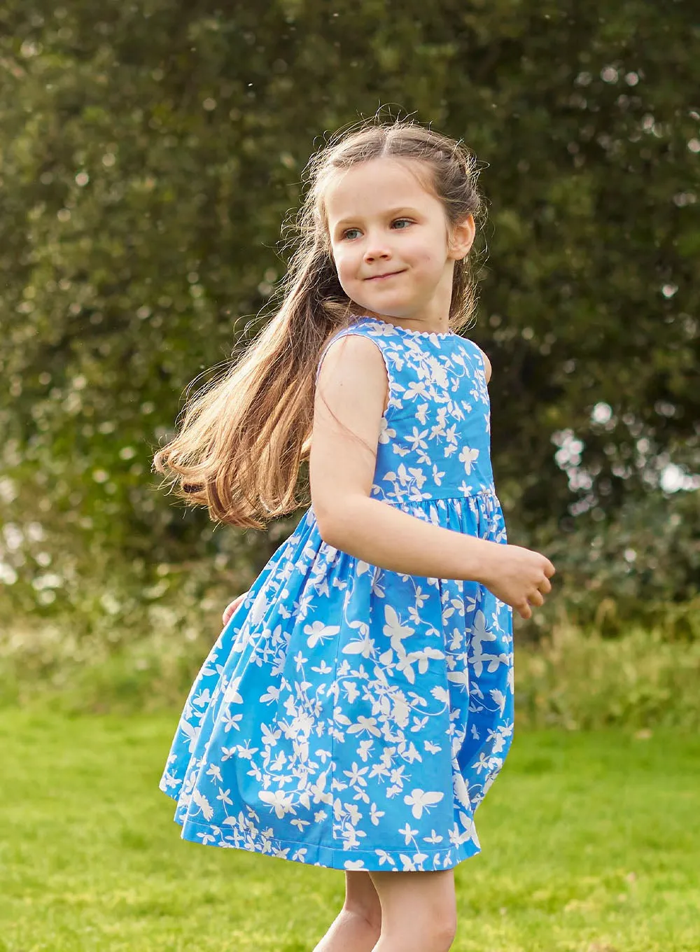 Adelina Summer Dress in Blue Butterfly