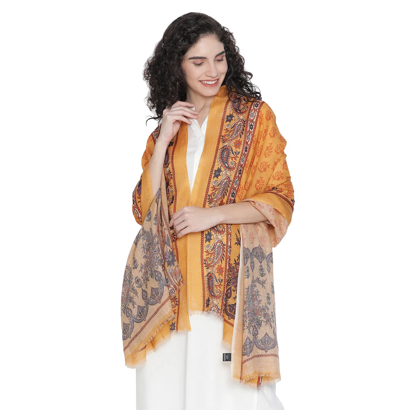 ASIMA Pure Woolen Paisley Printed Shawl