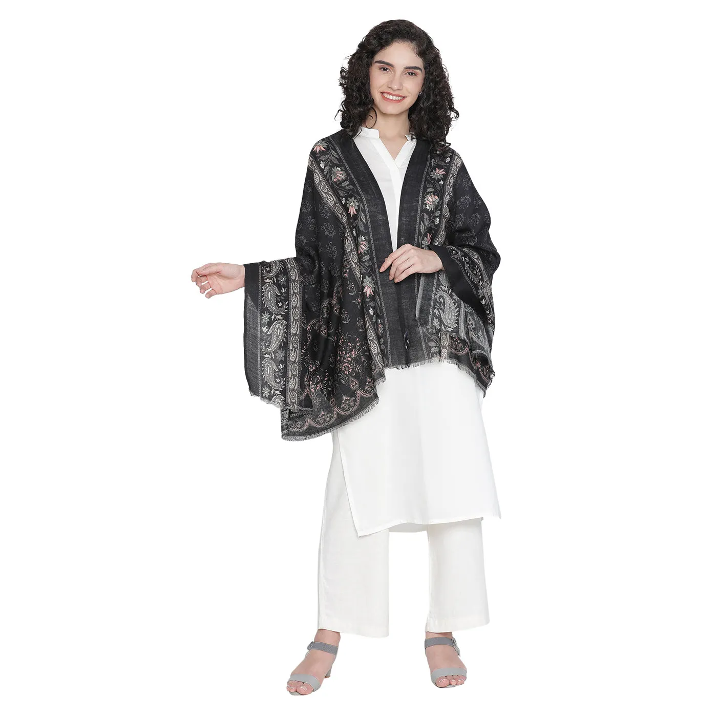 ASIMA Pure Woolen Paisley Printed Shawl