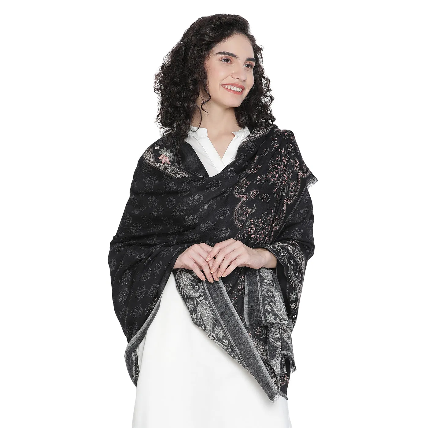 ASIMA Pure Woolen Paisley Printed Shawl