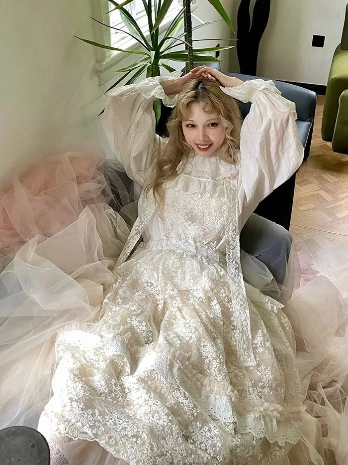 [August Unicorn] Embroidered Lace Princess Dress