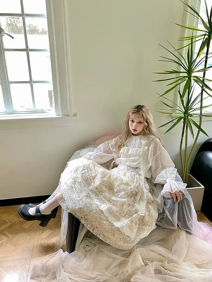 [August Unicorn] Embroidered Lace Princess Dress