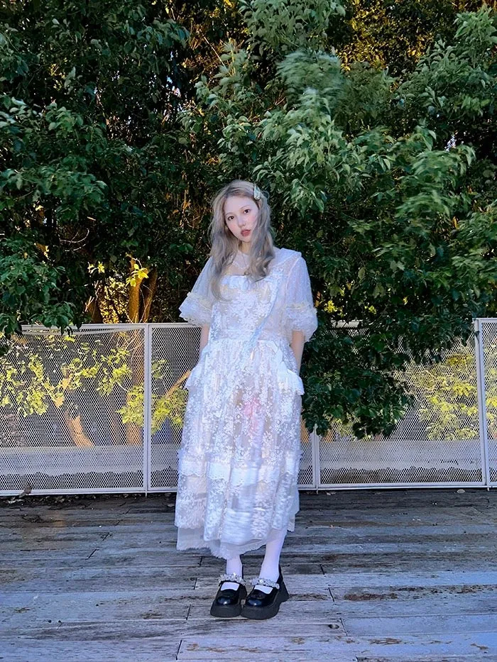 [August Unicorn] Embroidered Lace Princess Dress