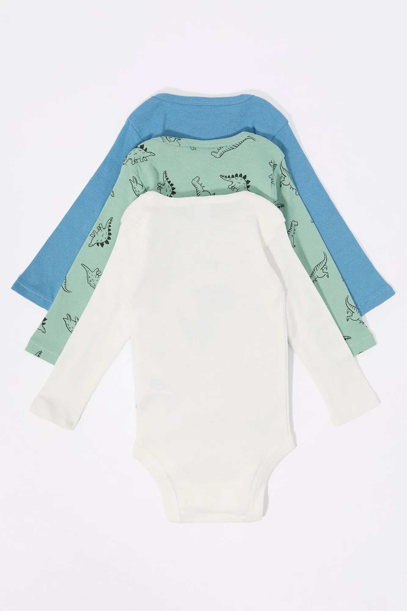 Baby Dinosaur Graphic Long Sleeve Onesie (3 Pack)