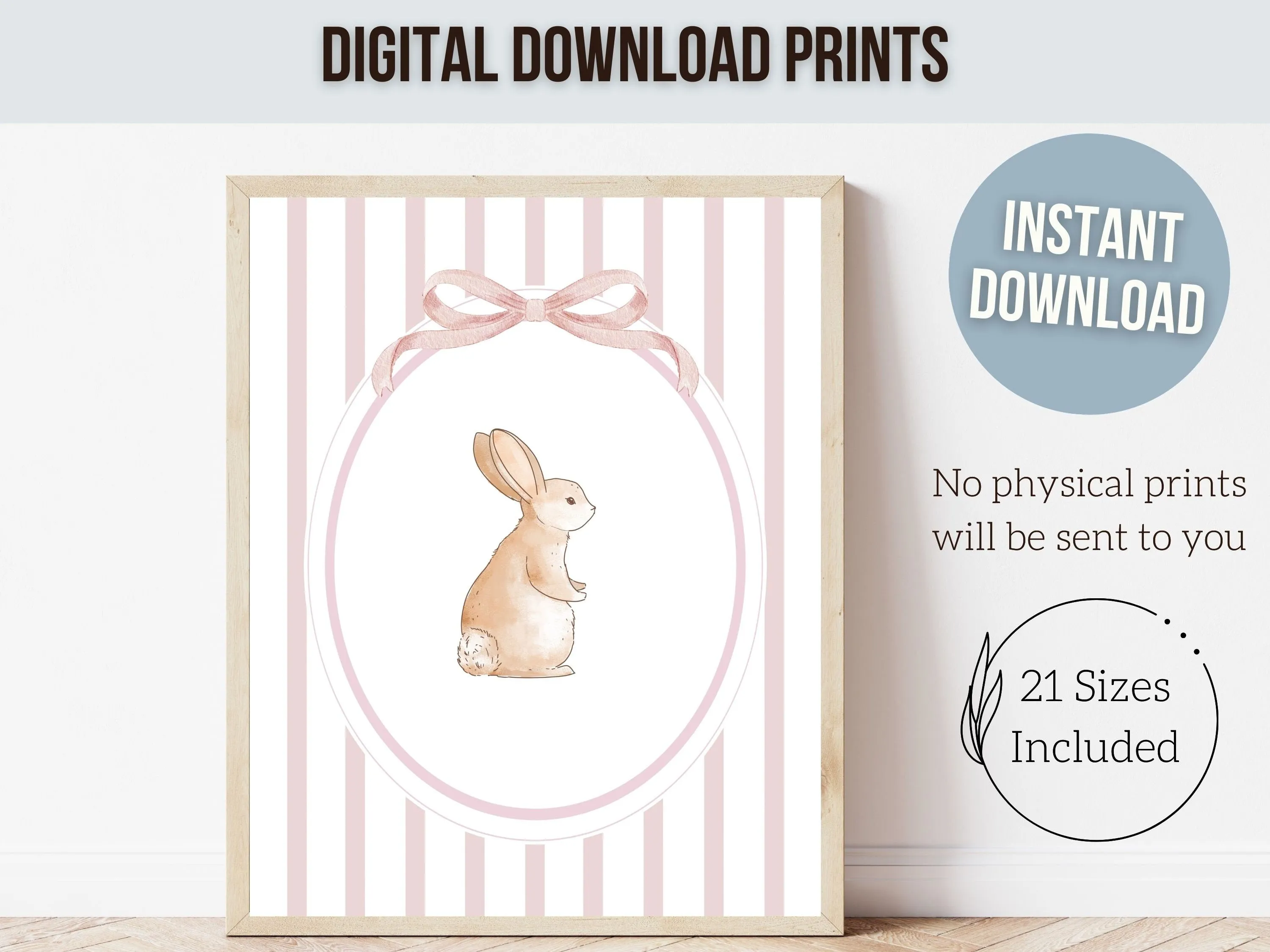 Baby Girl Pink Bunny Nursery Prints - Set of 2