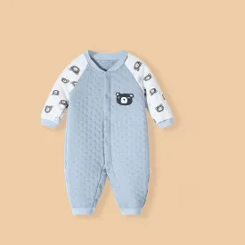 Baby onesie set, three-layer quilted autumn winter warm autumn newborn clothes baby thickening suit,