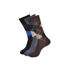 Balenzia Men's Classic Argyle Socks- (Pack of 3 Pairs/1U) (Black,D.Grey,Brown)