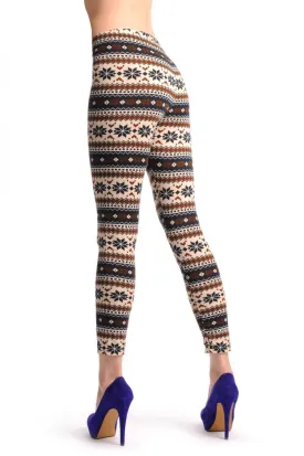 Beige Black & Brown Aztec Jacquard Knit Print