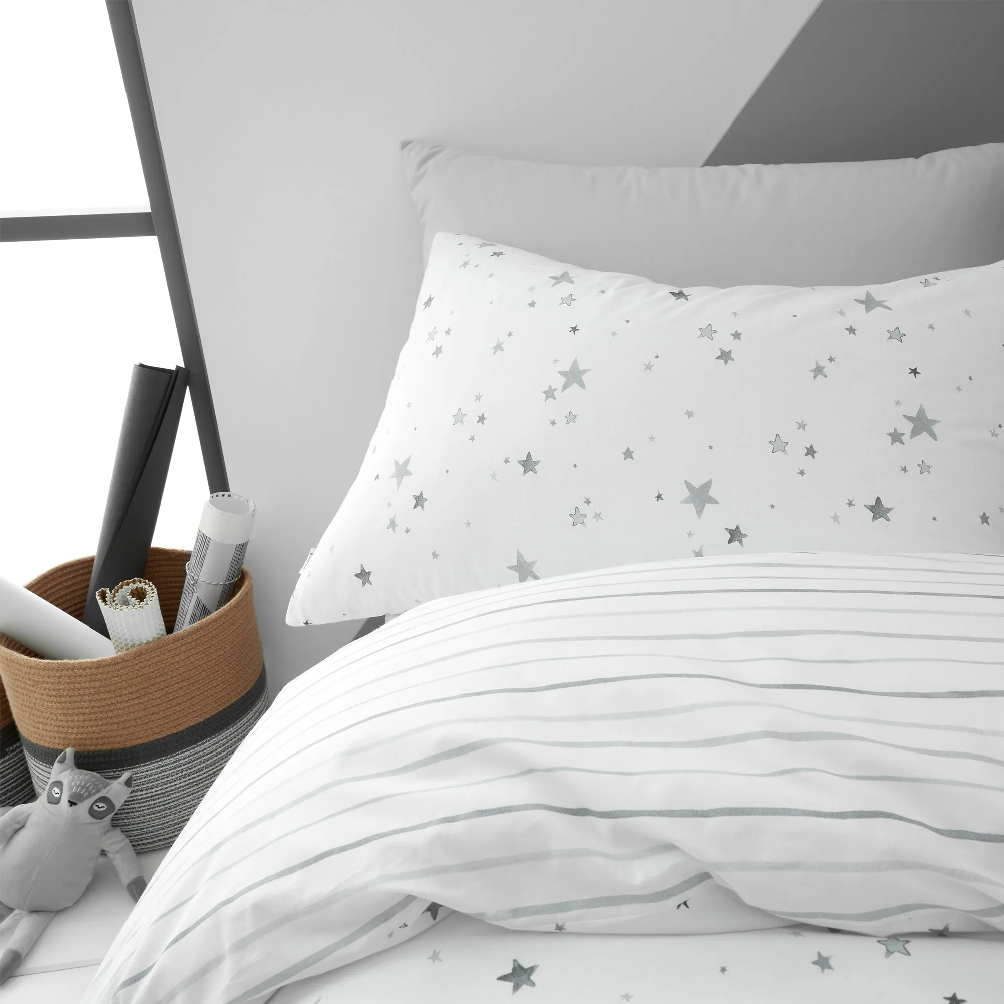 Bianca Grey Stars Kids Cotton Duvet Set