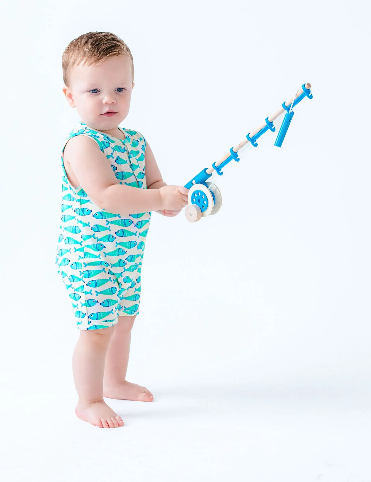 Birdie Bean Brooks Fish Fishing Kids Shortie Romper