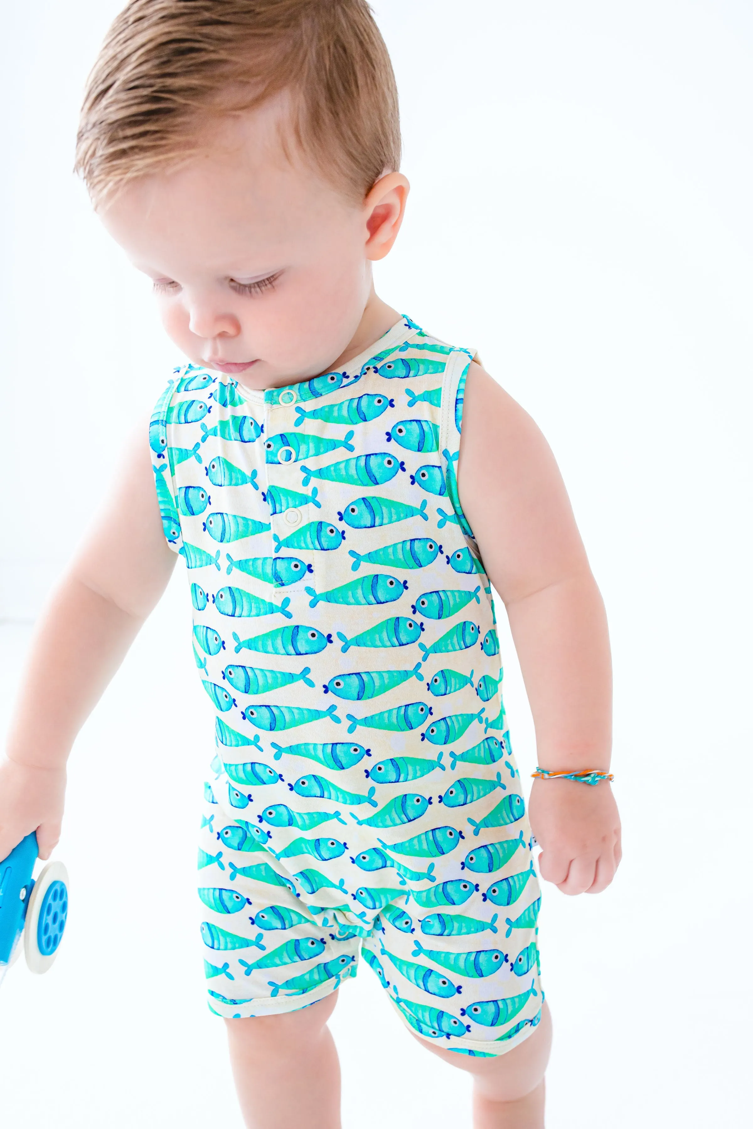 Birdie Bean Brooks Fish Fishing Kids Shortie Romper