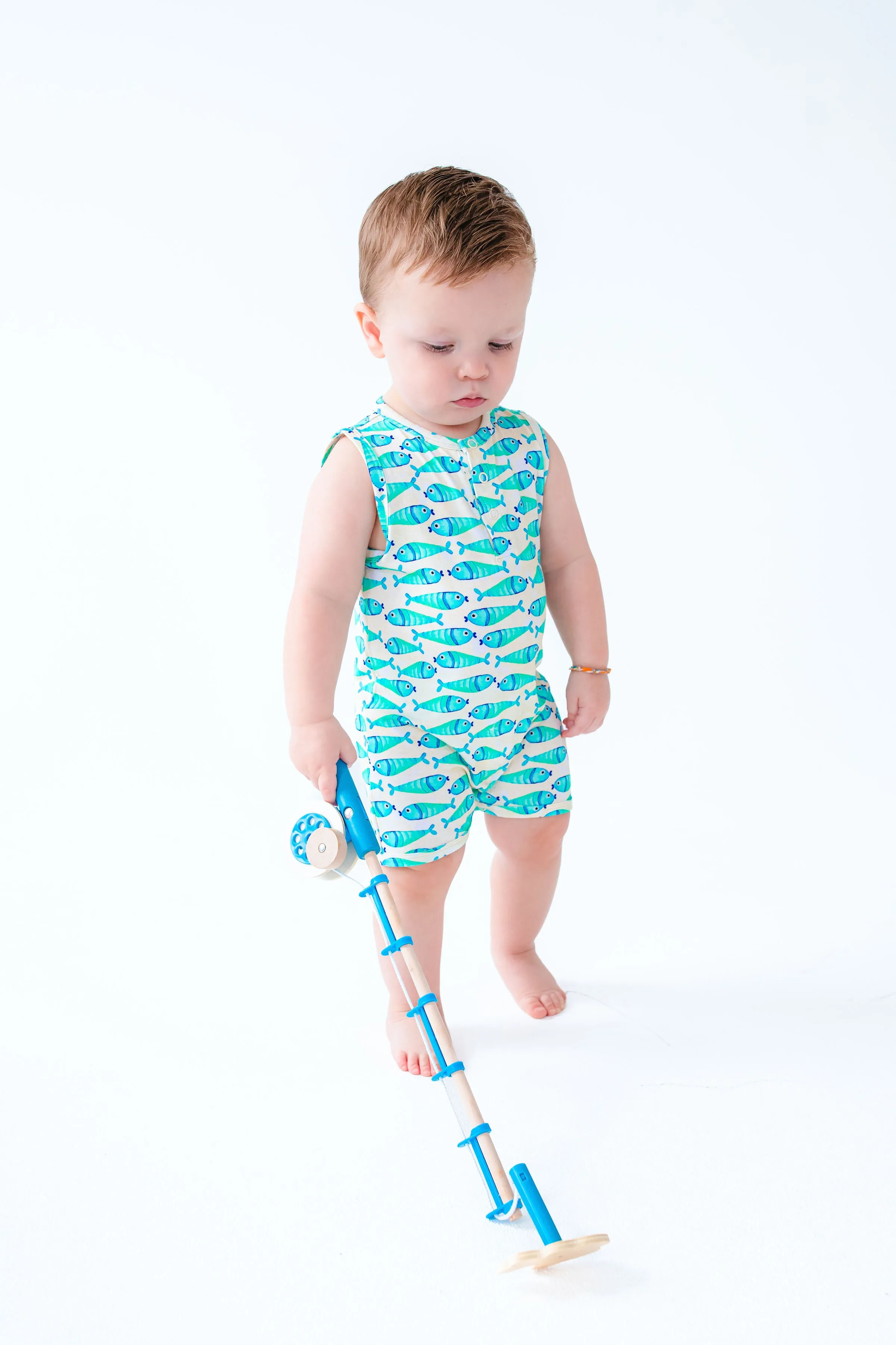 Birdie Bean Brooks Fish Fishing Kids Shortie Romper