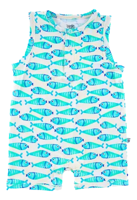 Birdie Bean Brooks Fish Fishing Kids Shortie Romper