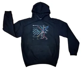 Black Hoodie with MBTA Rapid Transit Map (ADULT)