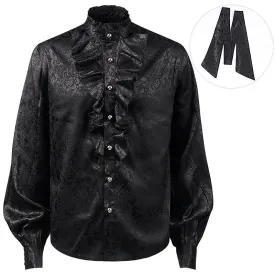 Black Medieval Jacquard Polyester Men’s Shirt