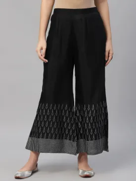 Black Printed Polyester Palazzos