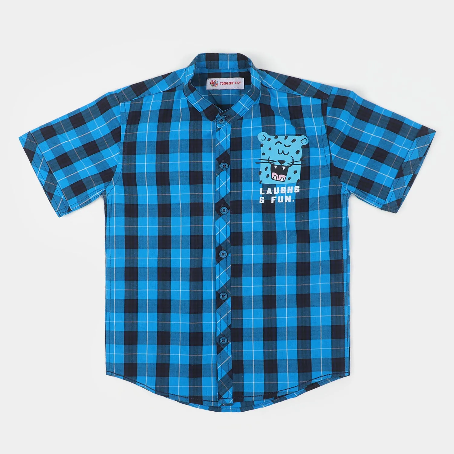 Boys Cotton Casual Shirt Laugh & Fun - Blue Check