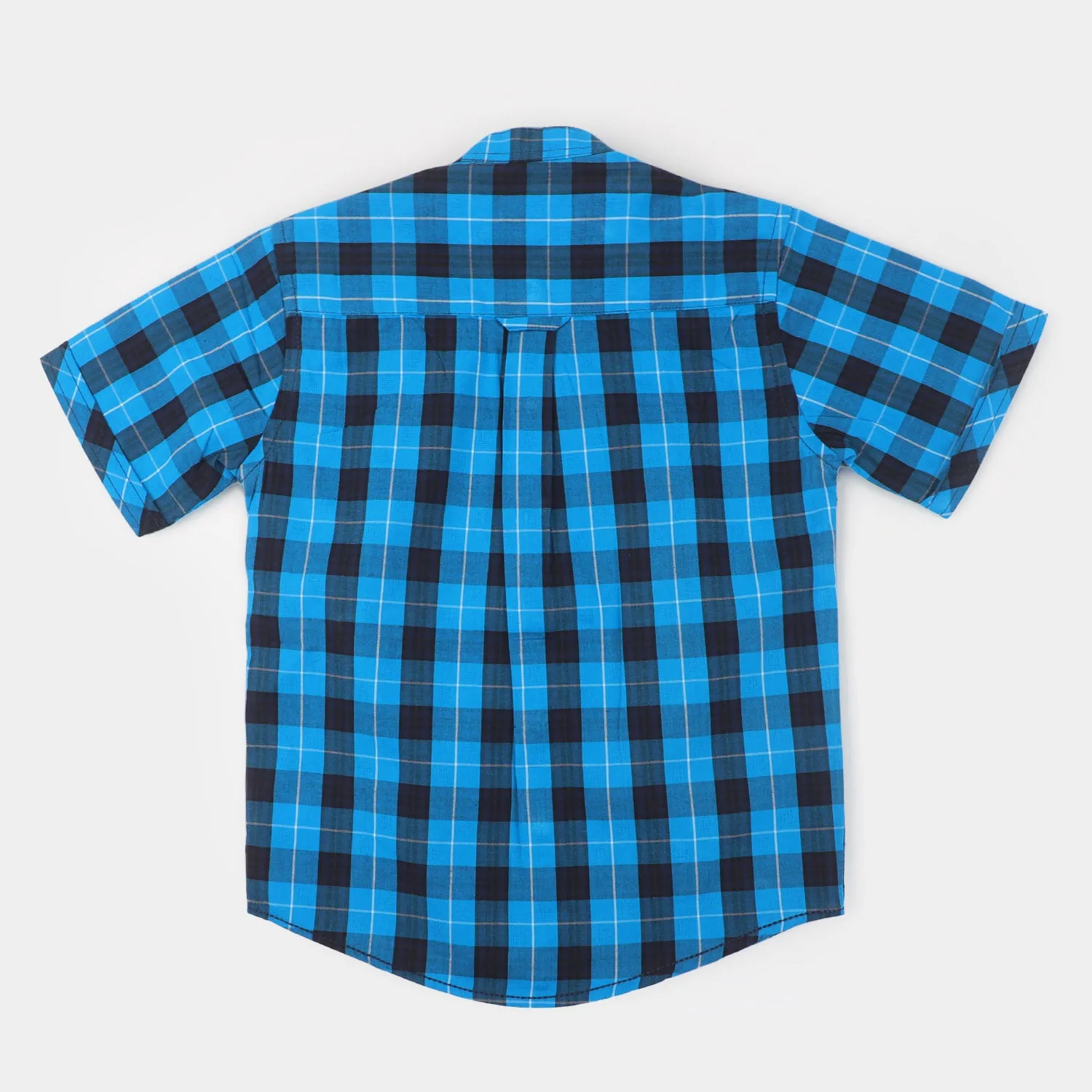 Boys Cotton Casual Shirt Laugh & Fun - Blue Check