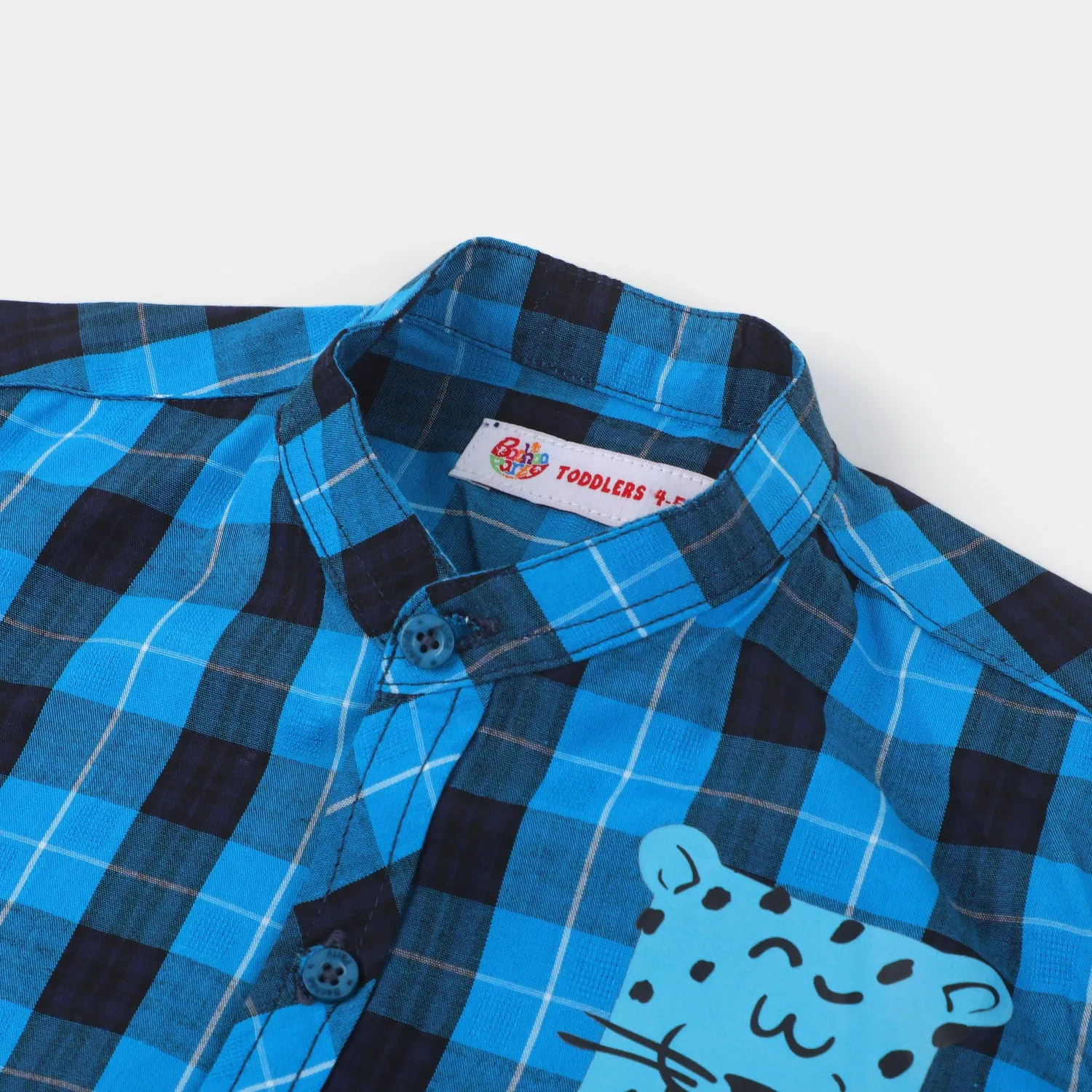 Boys Cotton Casual Shirt Laugh & Fun - Blue Check