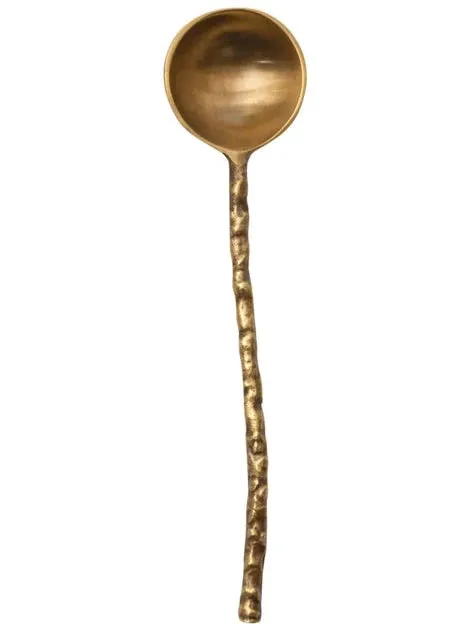 Brass Serving Spoon in Printed Drawstring Bag