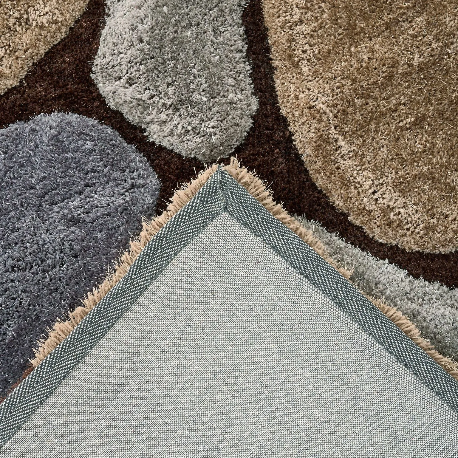 Brown and Grey 3D Pebbles Shaggy Rug - Hawaii