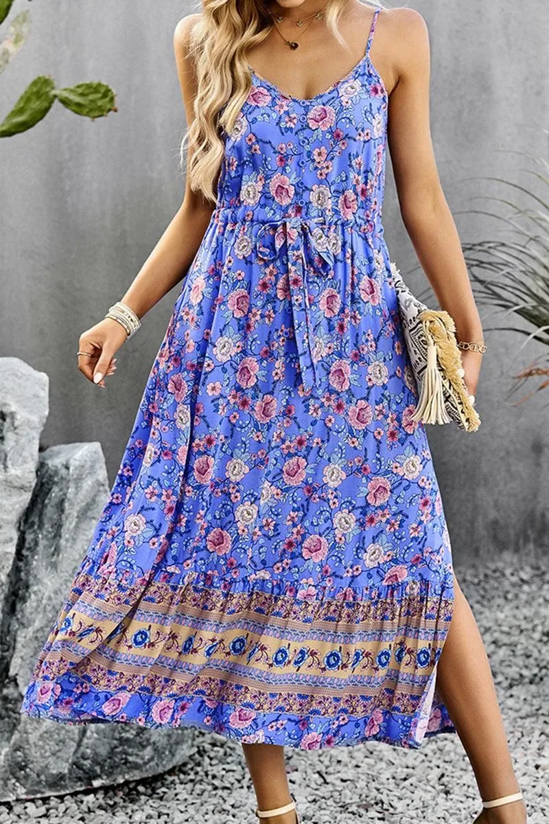 CAMI STYLE PATTERNED LONG DRESS