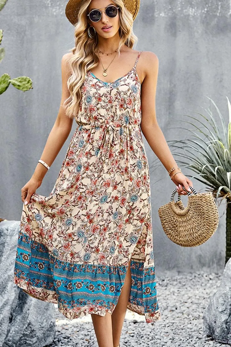 CAMI STYLE PATTERNED LONG DRESS