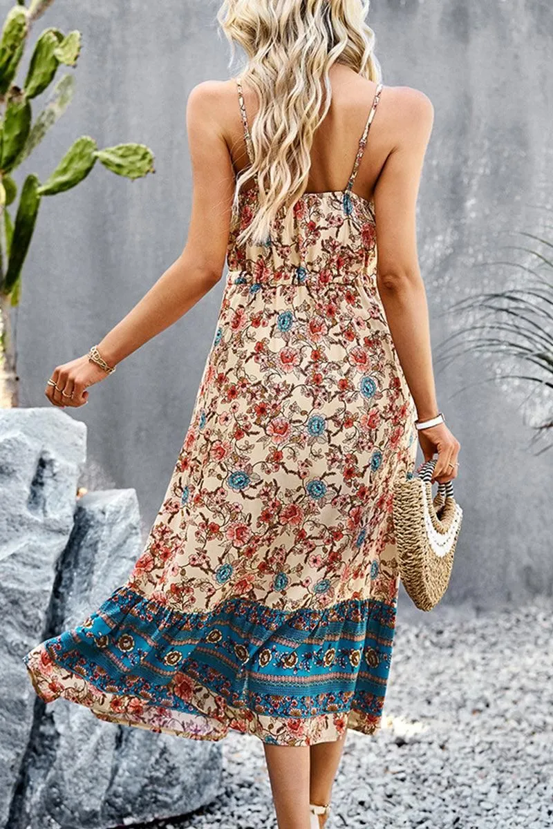 CAMI STYLE PATTERNED LONG DRESS