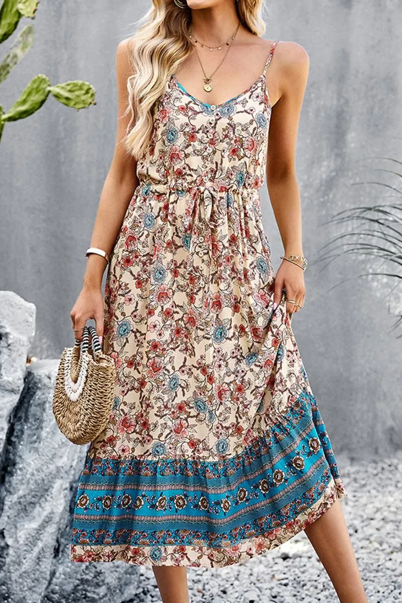 CAMI STYLE PATTERNED LONG DRESS